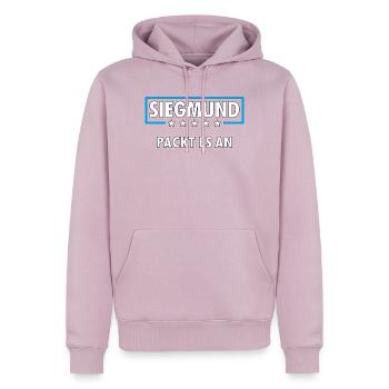 SIEGMUND - Männer Premium Bio Hoodie - Altrosa - Vorne - Nico (187cm)