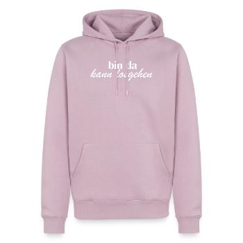 bin da kann losgehen weiß - Männer Premium Bio Hoodie - Altrosa - Vorne - Nico (187cm)