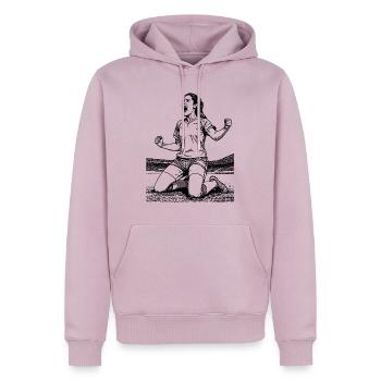 Fussballerin-Shirt: Torjubel mit Gefühl für Sieg - Männer Premium Bio Hoodie - Altrosa - Vorne - Nico (187cm)