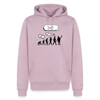 Entwicklung der Kommunikation - Männer Premium Bio Hoodie - Altrosa - Vorne - Nico (187cm)