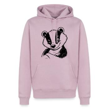 Dachs Augenzwinkern - Männer Premium Bio Hoodie - Altrosa - Vorne - Nico (187cm)