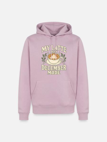 Weihnachtskaffee mit Tannenbaum im Milchschaum - Männer Premium Bio Hoodie - Altrosa