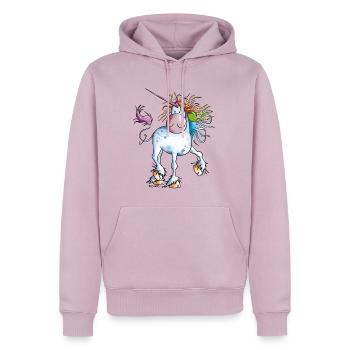 Regenbogen Einhorn - Männer Premium Bio Hoodie - Altrosa - Vorne - Nico (187cm)