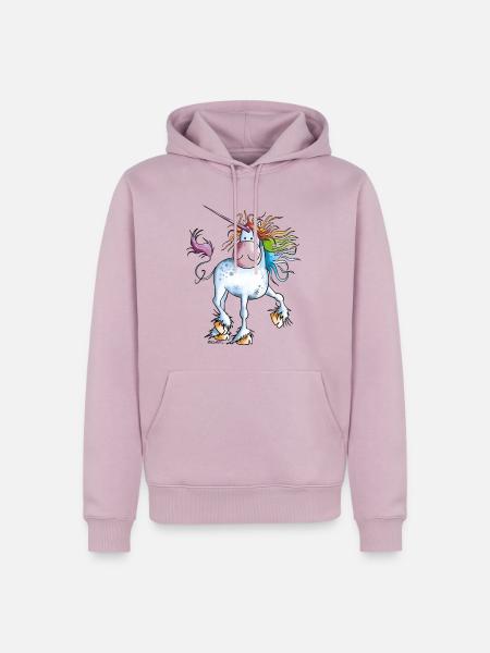 Rainbow Unicorn - Men’s Premium Organic Hoodie - dusky pink