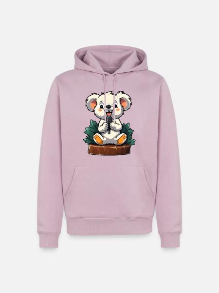 Kleiner Koala Karaoke auf Bühne - Männer Premium Bio Hoodie - Altrosa