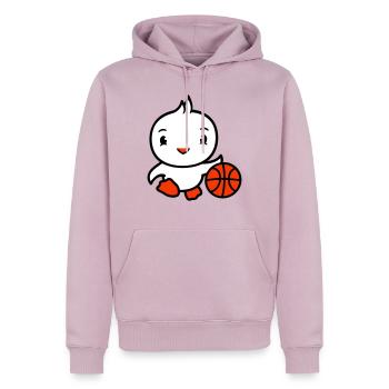 oiseau basket-ball jouer amusant ballon sports dribble - Sweat à capuche Premium bio Homme - rose poudré - Devant - Nico (187cm)