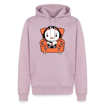 Ente Gamer zocken Controller Headset Sessel sitzen - Männer Premium Bio Hoodie - Altrosa - Vorne - Nico (187cm)