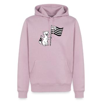 Niedliches bretonisches Hermelin mit Flagge der Bretagne - Männer Premium Bio Hoodie - Altrosa - Vorne - Nico (187cm)