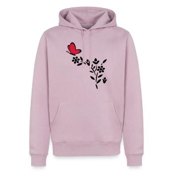 Usine de coeur de papillon - Sweat à capuche Premium bio Homme - rose poudré - Devant - Nico (187cm)