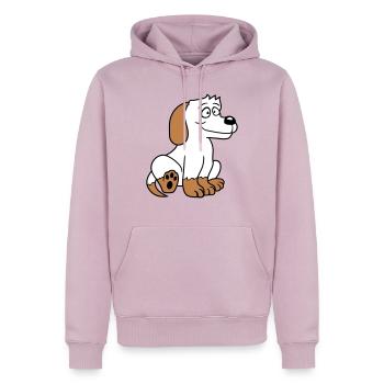 chien assis mignon petit chiot heureux animal de compagnie - Sweat à capuche Premium bio Homme - rose poudré - Devant - Nico (187cm)