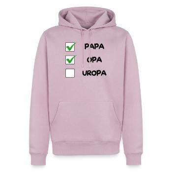 OPA Checklist - Men’s Premium Organic Hoodie - dusky pink - Front - Nico (187cm)