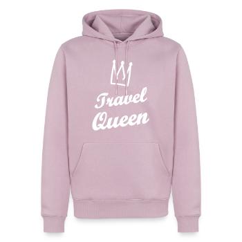 Travel Queen Krone Schrift - Männer Premium Bio Hoodie - Altrosa - Vorne - Nico (187cm)