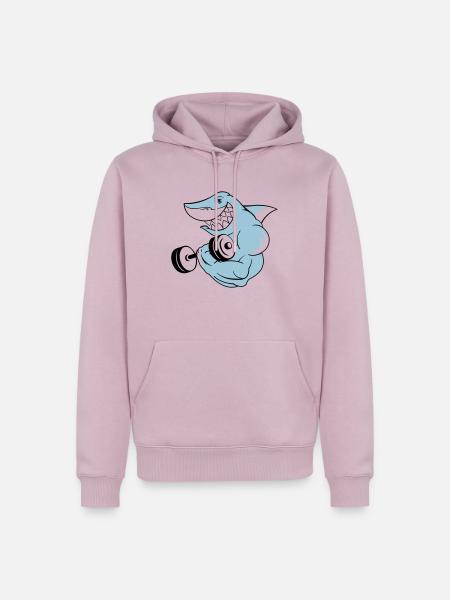 shark_bodybuilder - Sweat à capuche Premium bio Homme - rose poudré