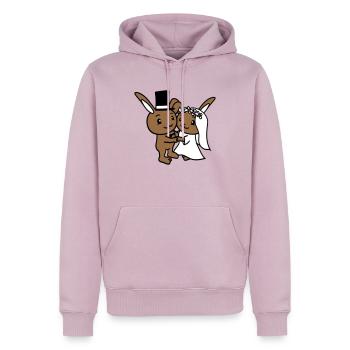 2 Hasen Hochzeit Heiraten Bräutigam Braut Verlobt - Männer Premium Bio Hoodie - Altrosa - Vorne - Nico (187cm)