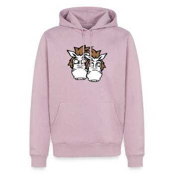 2 Chevaux Couple Drôle Couple Fou Amoureux - Sweat à capuche Premium bio Homme - rose poudré - Devant - Nico (187cm)