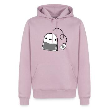 petit sachet de thé avec visage - Sweat à capuche Premium bio Homme - rose poudré - Devant - Nico (187cm)