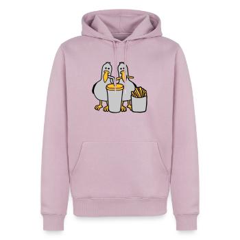 Fast-food mouettes volées - Sweat à capuche Premium bio Homme - rose poudré - Devant - Nico (187cm)