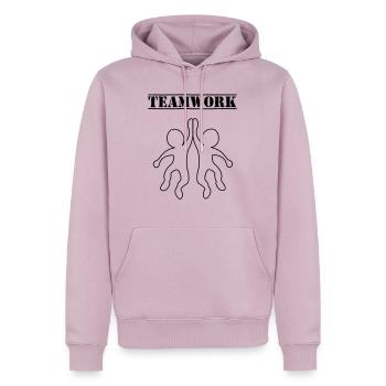teamwork_01 - Männer Premium Bio Hoodie - Altrosa - Vorne - Nico (187cm)
