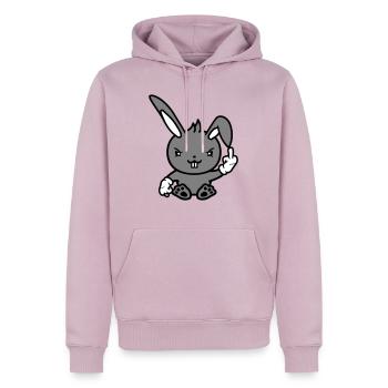 Hase Mittelfinger Zeigen Böse Frech Beleidigend - Männer Premium Bio Hoodie - Altrosa - Vorne - Nico (187cm)
