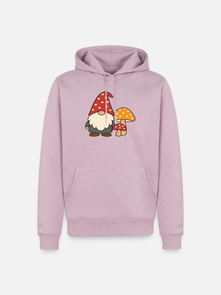 Herbstlicher Gartenzwerg-Wichtel mit Pilzen Motiv - Männer Premium Bio Hoodie - Altrosa