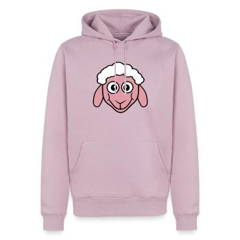 Mouton Visage Tête Mignon Mignon Agneau Cool Bande dessinée - Sweat à capuche Premium bio Homme - rose poudré - Devant - Nico (187cm)