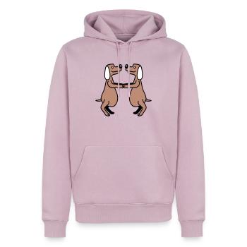2 chiens gros ventre en surpoids dansant ensemble - Sweat à capuche Premium bio Homme - rose poudré - Devant - Nico (187cm)