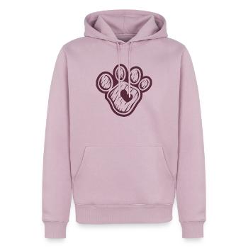 Patte avec cœur - Sweat à capuche Premium bio Homme - rose poudré - Devant - Nico (187cm)