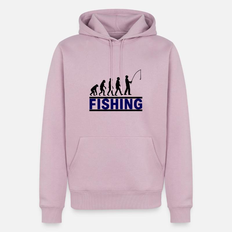 Pêche Évolution Pêcheur - Sweat à capuche Premium bio Homme - rose poudré