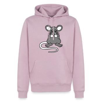 Maus Böse Wütend Frustriert Aggressiv Mittelfinger - Männer Premium Bio Hoodie - Altrosa - Vorne - Nico (187cm)