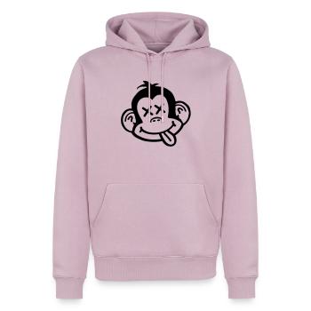 affe_crazy_smiley_aq1 - Sweat à capuche Premium bio Homme - rose poudré - Devant - Nico (187cm)