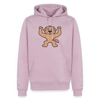 Chien Bodybuilder Muscles forts Gym Haltérophilie - Sweat à capuche Premium bio Homme - rose poudré - Devant - Nico (187cm)