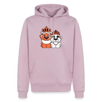 Deux Chiens Couronne Roi Reine Souverain Majesté - Sweat à capuche Premium bio Homme - rose poudré - Devant - Nico (187cm)