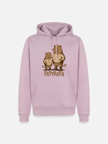 Papibara Papi Capybara Vater Lustig Papa Vatertag - Männer Premium Bio Hoodie - Altrosa