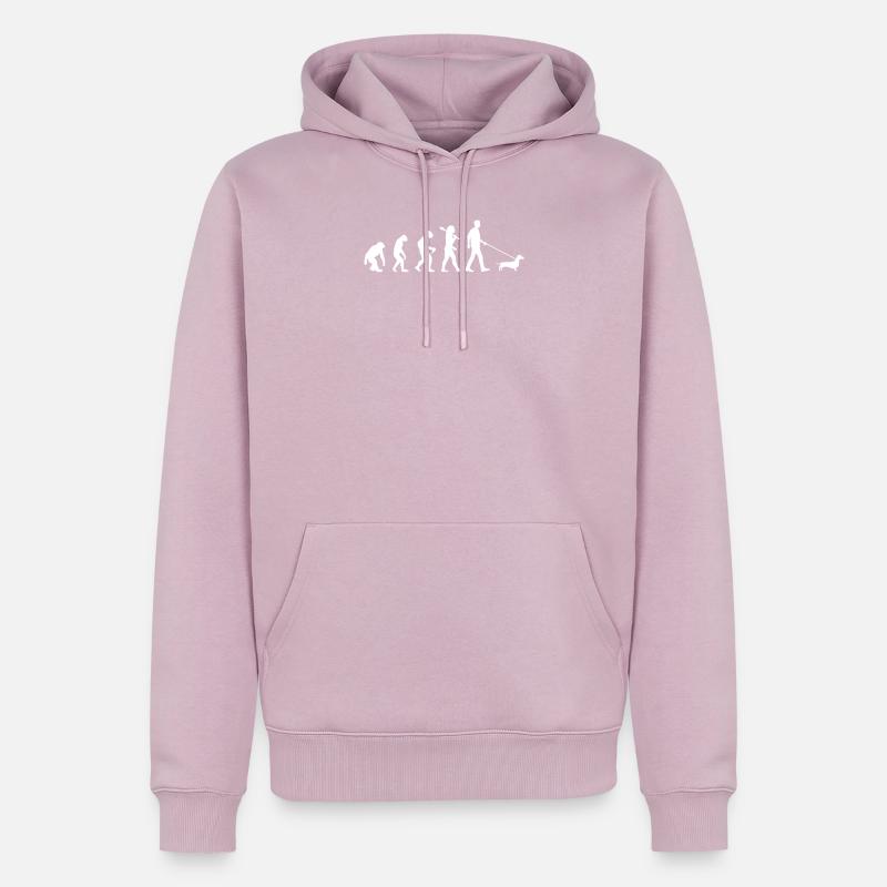 Evolution du teckel - Sweat à capuche Premium bio Homme - rose poudré