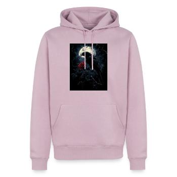 Corbeau Rose Lune Sombre Gothique Corbeau Noir - Sweat à capuche Premium bio Homme - rose poudré - Devant - Nico (187cm)