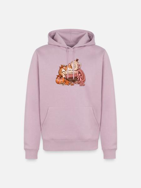 Katzenkuschelzeit: Bücher Tee Wärme - Männer Premium Bio Hoodie - Altrosa