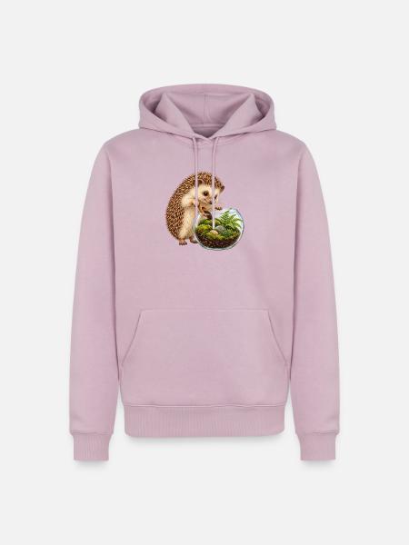 Igel baut ein Moos-Terrarium - Männer Premium Bio Hoodie - Altrosa