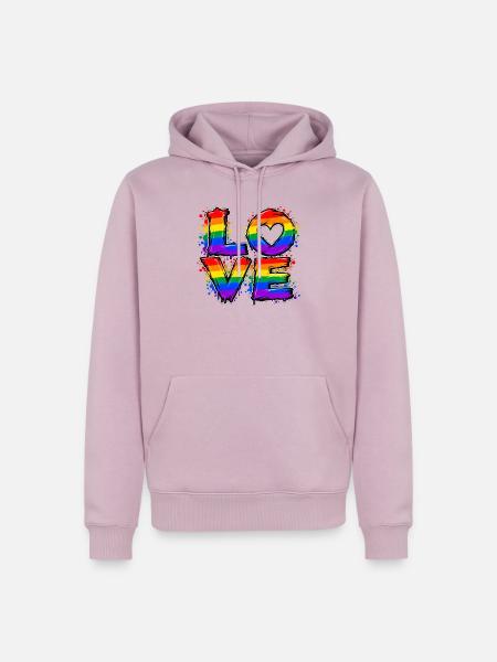 Liebe im Regenbogen-Look - Männer Premium Bio Hoodie - Altrosa