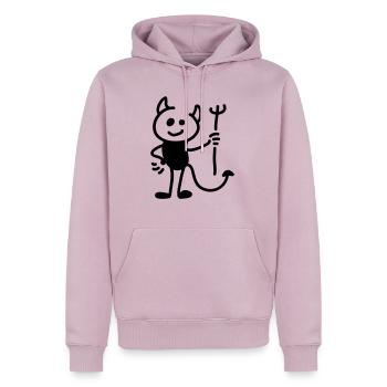 Kleiner Teufel - Line - Männer Premium Bio Hoodie - Altrosa - Vorne - Nico (187cm)