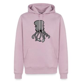 Pieuvre, Pieuvre, Pieuvre, Céphalopode, Calmar géant - Sweat à capuche Premium bio Homme - rose poudré - Devant - Nico (187cm)