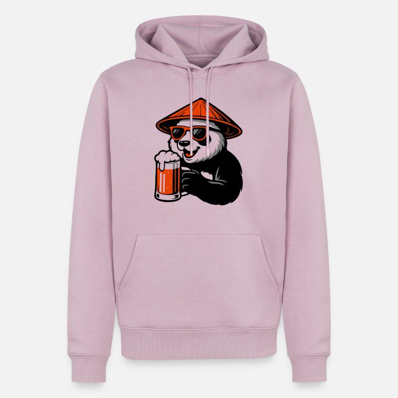Bier trinkender Pandabär - Männer Premium Bio Hoodie - Altrosa