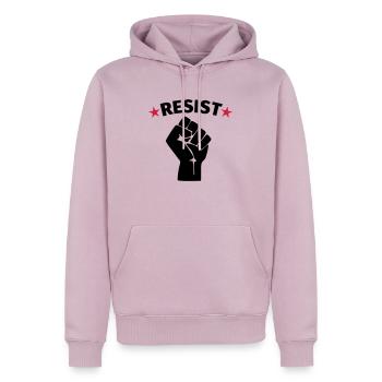 Faust Widerstand Protest - Männer Premium Bio Hoodie - Altrosa - Vorne - Nico (187cm)