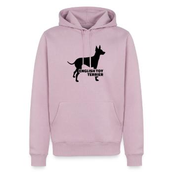 English Toy Terrier - Sweat à capuche Premium bio Homme - rose poudré - Devant - Nico (187cm)