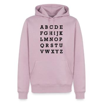 Alphabet - Sweat à capuche Premium bio Homme - rose poudré - Devant - Nico (187cm)