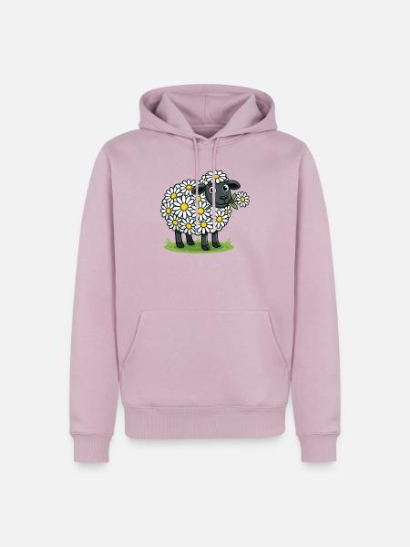 Schäfchen mit Gänseblümchenkranz - Männer Premium Bio Hoodie - Altrosa