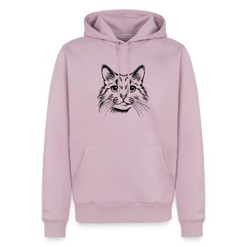 Chat, Motif De Chat, Visage De Chat - Sweat à capuche Premium bio Homme - rose poudré - Devant - Nico (187cm)