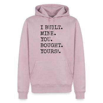 Anniversaire Cuisson Pain Pâtisserie Bécher Bodybuilder - Sweat à capuche Premium bio Homme - rose poudré - Devant - Nico (187cm)
