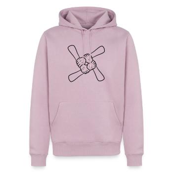 Équipe 4 amis tenant par la main l'équipage aiment la poignée de main - Sweat à capuche Premium bio Homme - rose poudré - Devant - Nico (187cm)