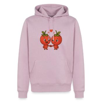 Fraises avec cœurs - Sweat à capuche Premium bio Homme - rose poudré - Devant - Nico (187cm)