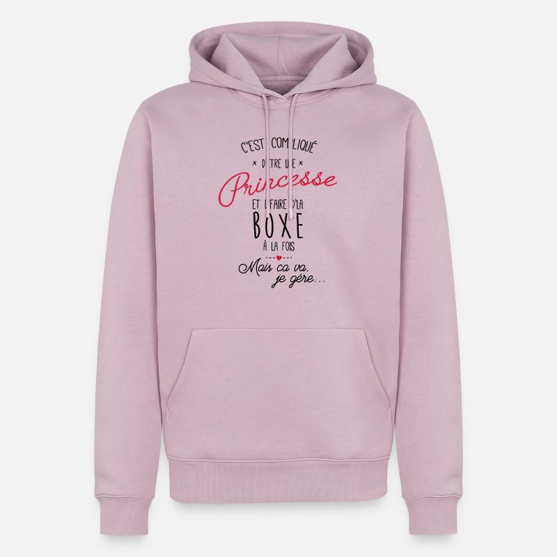 princesse et Boxe - boxeuse - Sweat à capuche Premium bio Homme - rose poudré